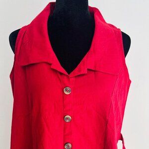 BRAND NEW Linen Cotton Blend Midi Dress: Sleeveless A-Line Tunic